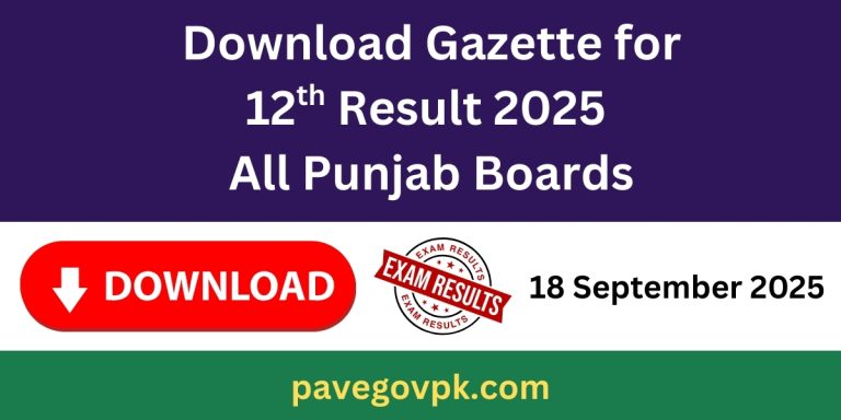 Download Result Gazette for 12th Class Result 2025 of All Punjab BISE Boards