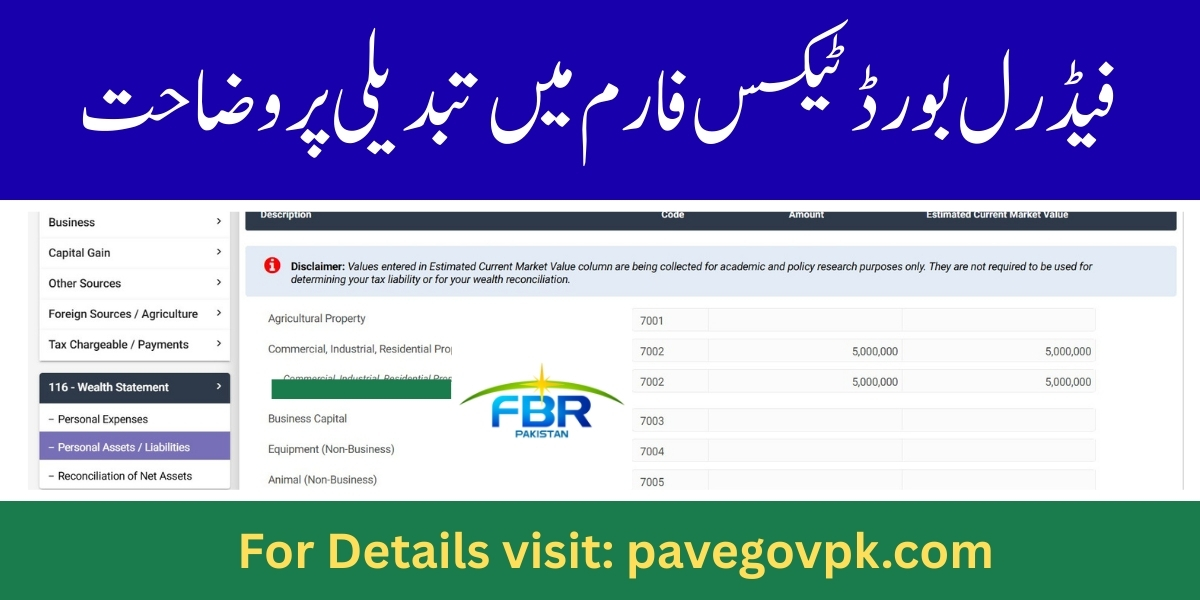 FBR clarifies the market value column changes in 2025 income tax return form