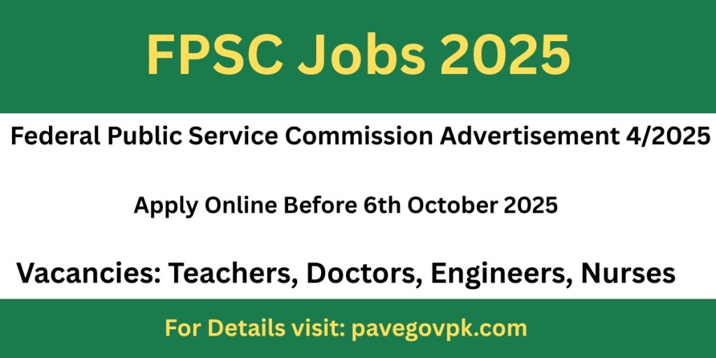 FPSC Jobs September 2025 Advertisement