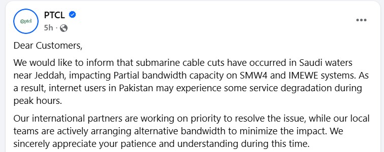 Internet Services in Pakistan Likely to be Disrupted After Damage