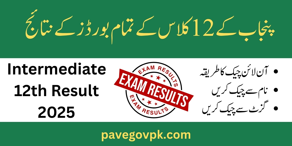 پنجاب کے تمام بورڈز کے انٹرمیڈیٹ 12 کلاس کے نتائج چیک کرنےکے طریقے
